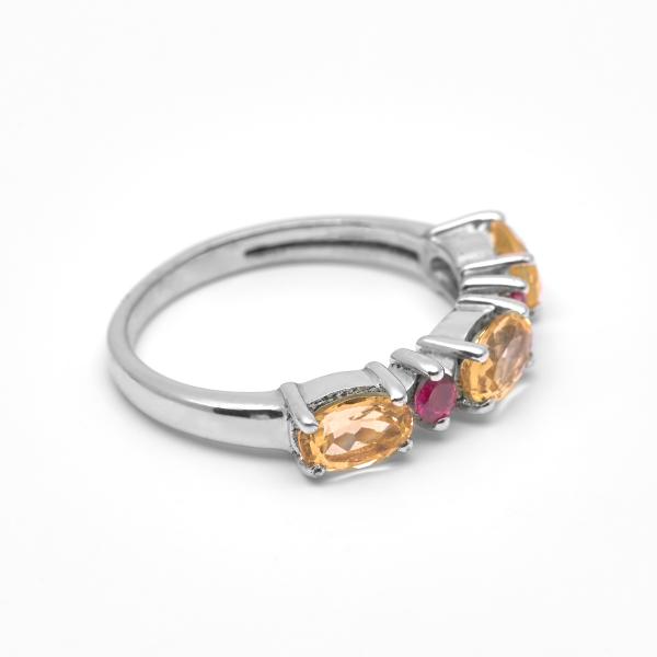 Bague citrine, rhodolite argent Elsa